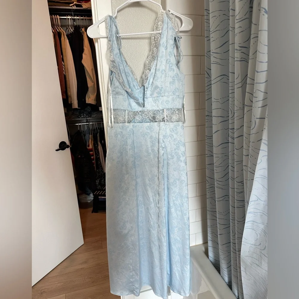 For Love And Lemons Blue Maxi Gown with Slits - Picture 6 of 6